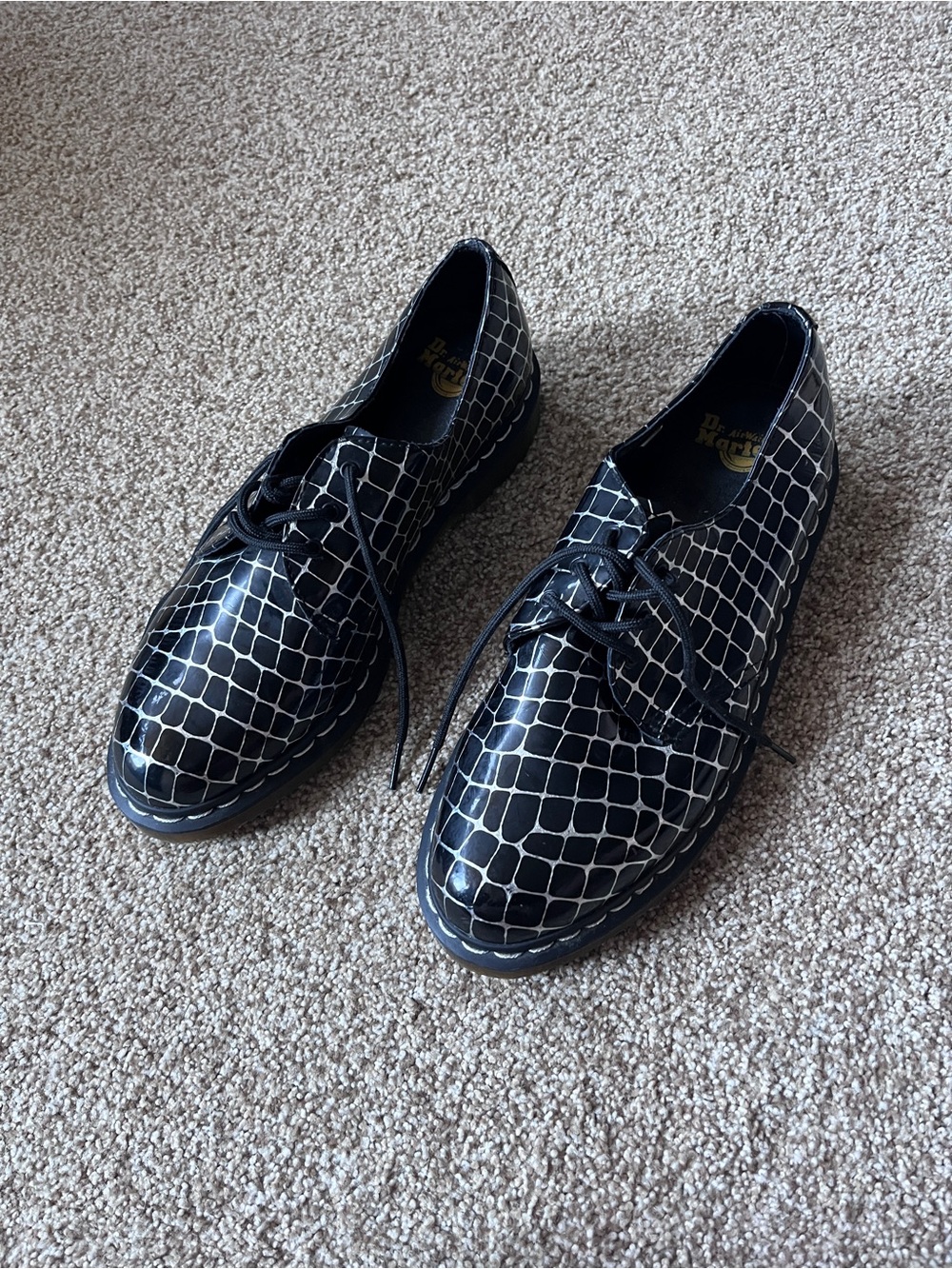 Dr. Martens Black Croc-Pattern 3-Eye Derby Shoes Owned By Kesha